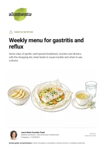 Cover of the PDF guide: Weekly menu for gastritis and reflux